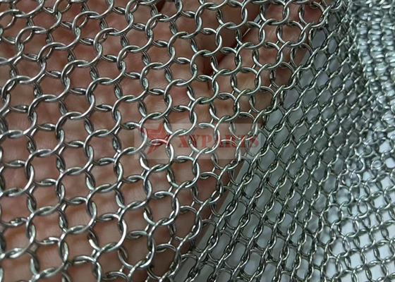 Roestvrij staal 0.8X7mm Gelast Type Ring Mesh Curtain For Interior Decoration