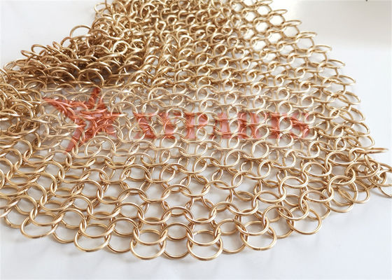 PVD beëindigde Decoratieve de Traptoegang van Metaalmesh golden ring mesh for
