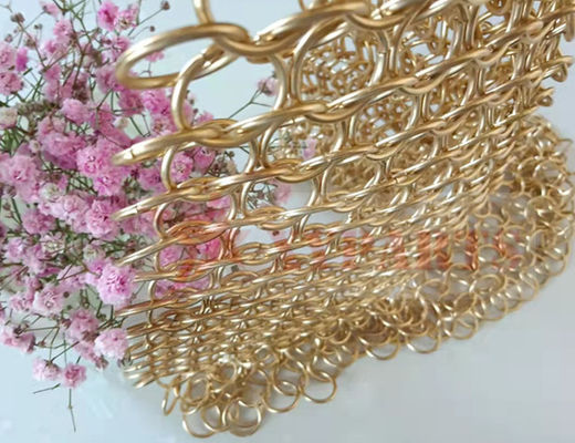 Het Gordijn van roestvrij staalrose gold metal ring mesh voor Ruimteverdeler