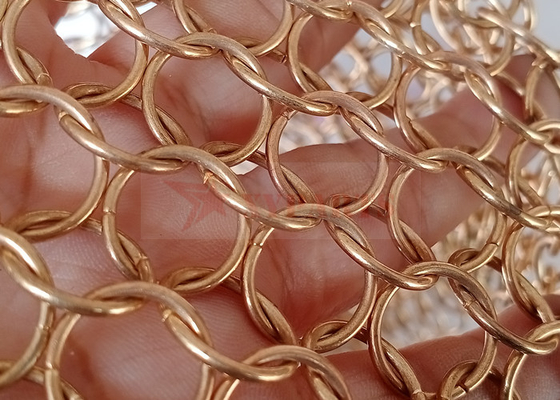 Gouden Kleurenroestvrij staal 12mm Ring Mesh Curtain Indoors And Outdoors