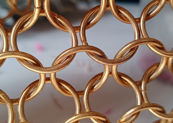Gouden Kleurenroestvrij staal Decoratief Ring Mesh Curtain For Architecture Design
