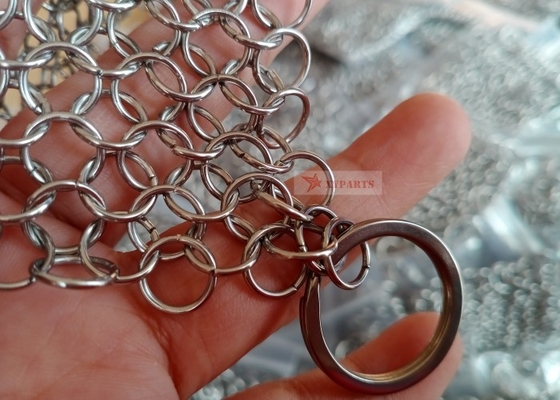 SS316L 10mm Ring Cast Iron Pan Chainmail 8“ X 6“ Hoogwaardig Roestvrij staal