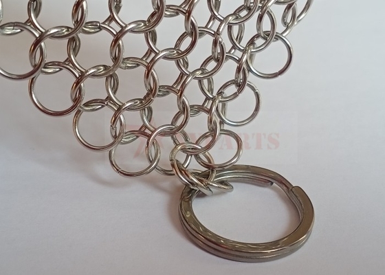 SS316L 10mm Ring Cast Iron Pan Chainmail 8“ X 6“ Hoogwaardig Roestvrij staal